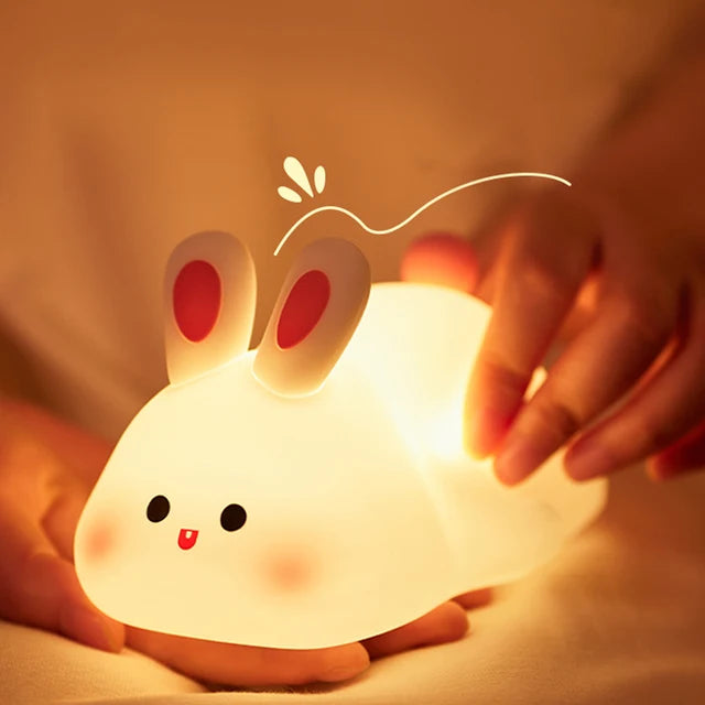 Cute Rabbit-shaped USB Rechargeable Silicone Night Light For Bedroom