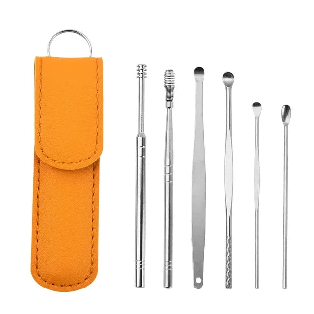 Stainless Steel Ear Wax Remover 6Pcs Cleaner Tool Set