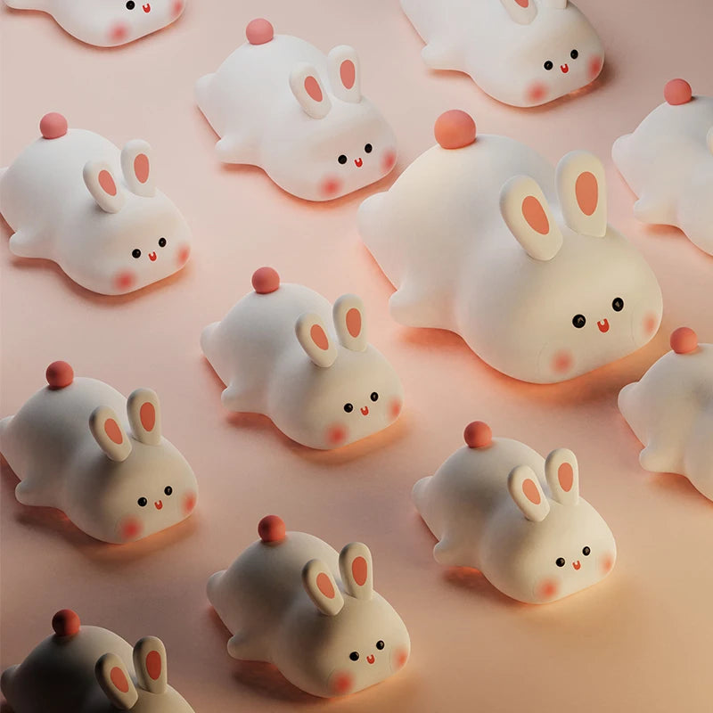 Cute Rabbit-shaped USB Rechargeable Silicone Night Light For Bedroom