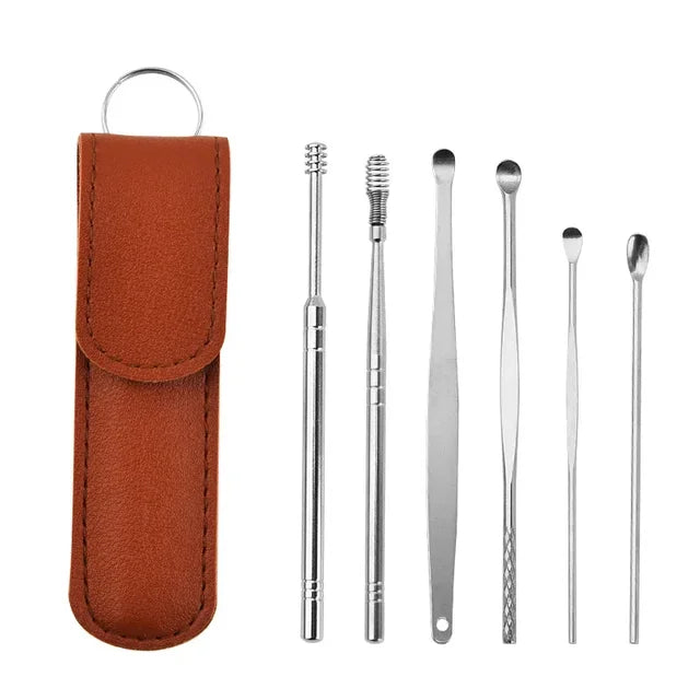 Stainless Steel Ear Wax Remover 6Pcs Cleaner Tool Set