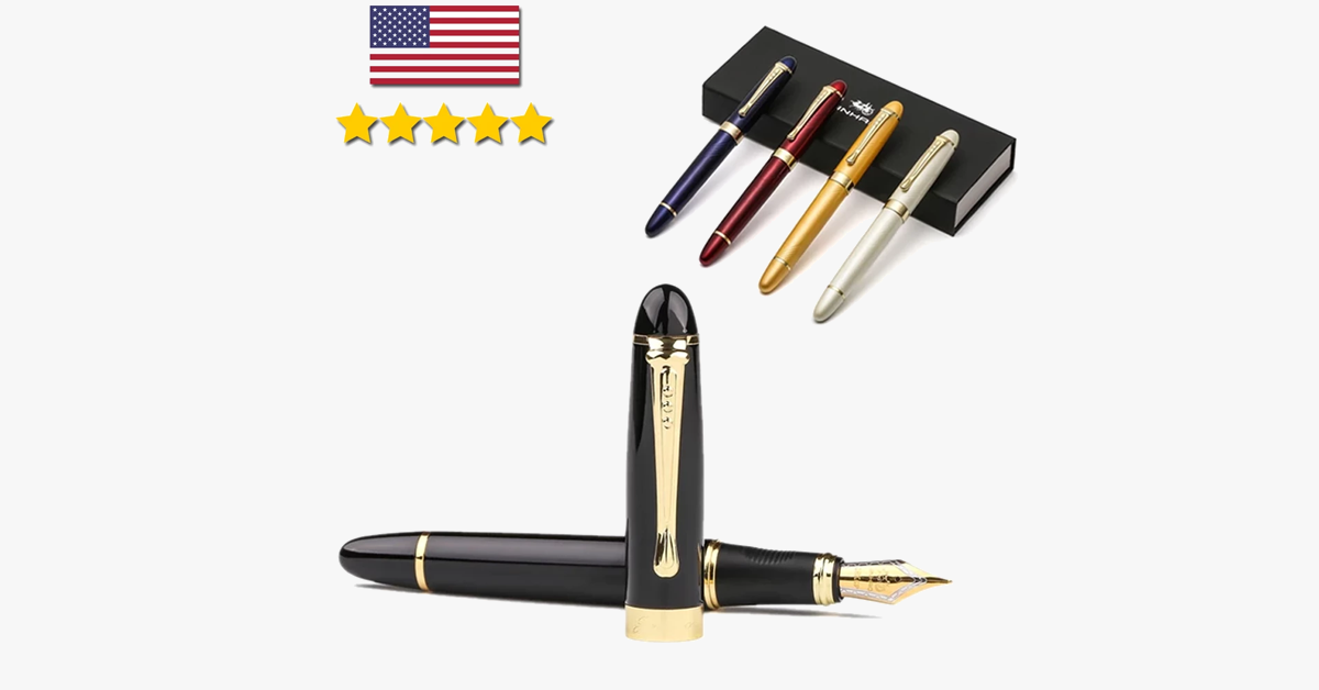 Luxury Modern Classic Fountain Pen - Stainless Steel Body