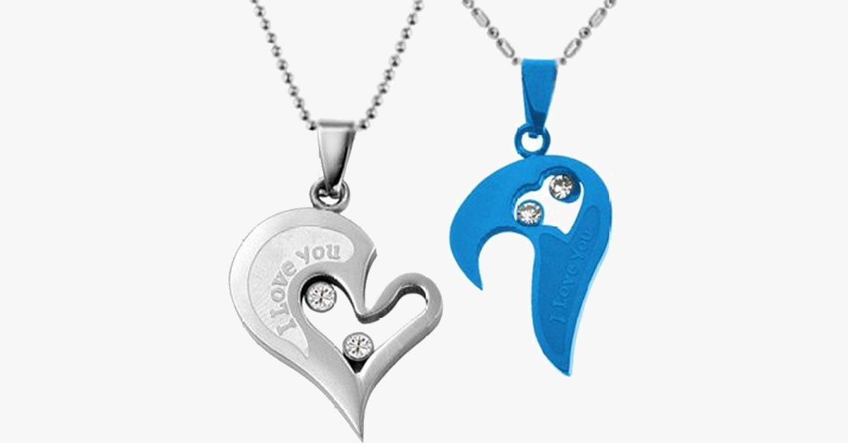 I Love You Mutual Affinity Heart Titanium Steel Lover Necklaces