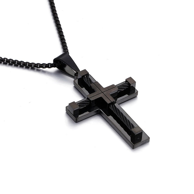 Stainless Steel Beaded Cross Men Pendant