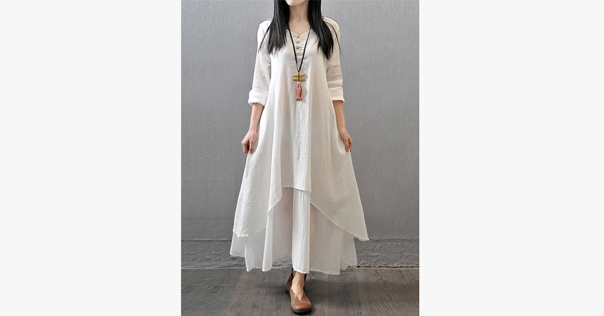 Woman Maxi Irregular Dress Vintage