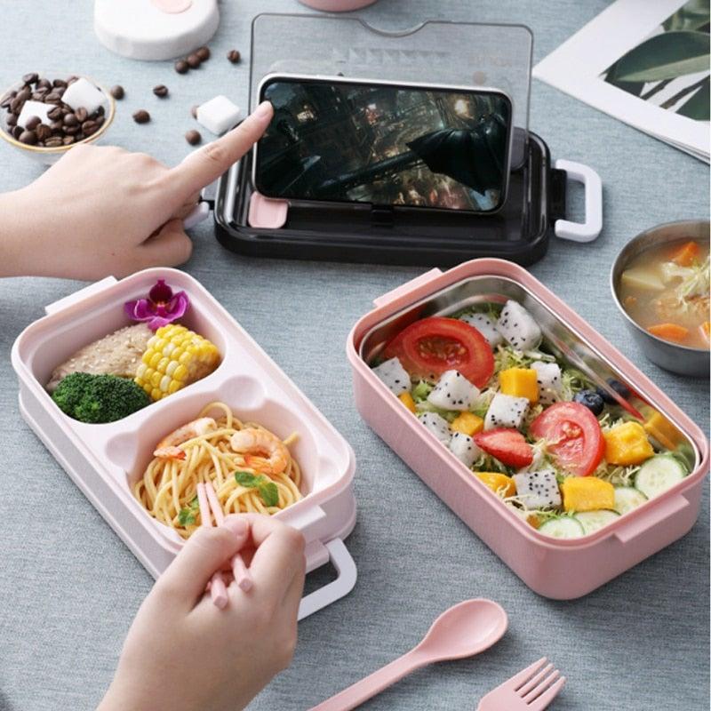 Stainless Steel Double Layer Insulated Cutlery Lunch Box