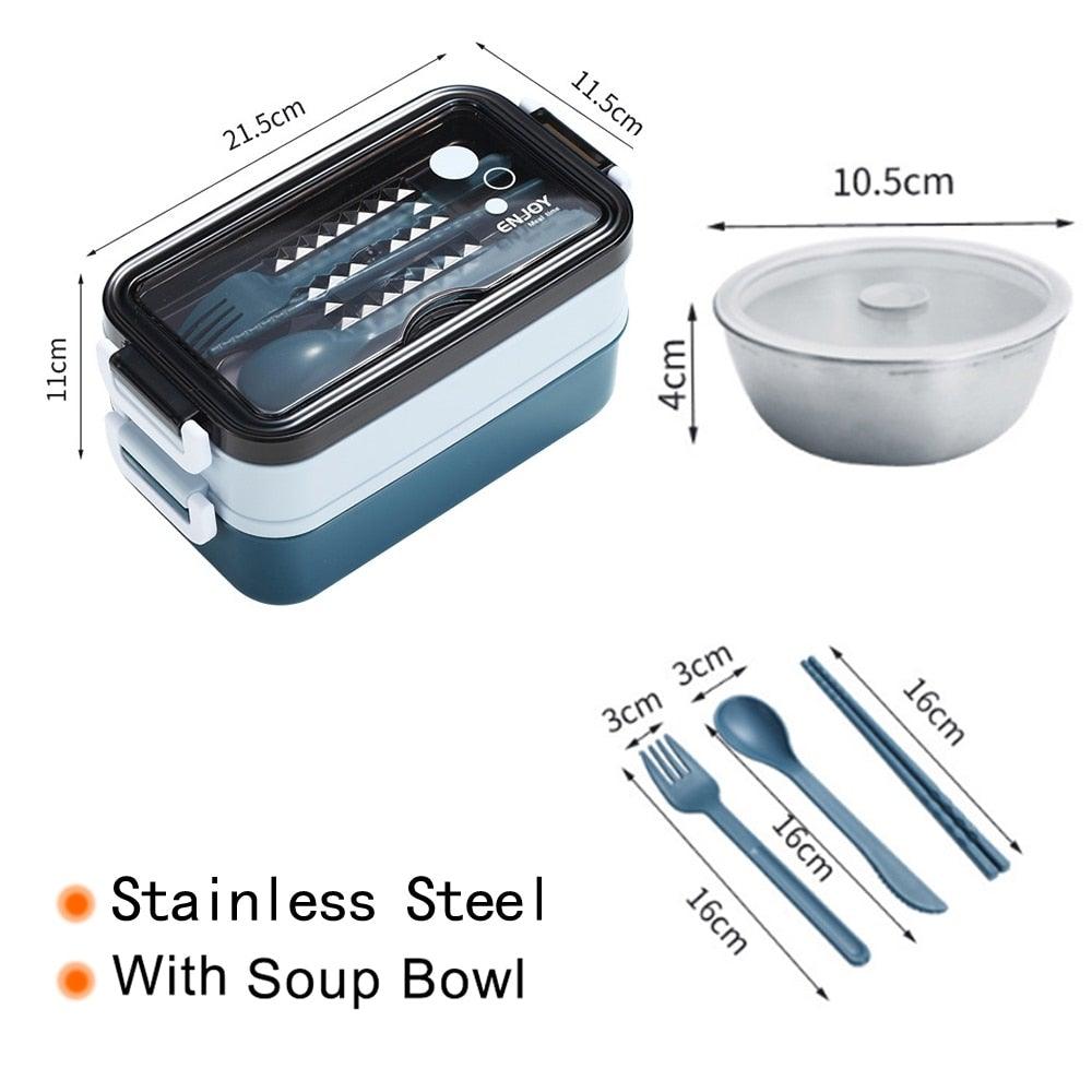 Stainless Steel Double Layer Insulated Cutlery Lunch Box