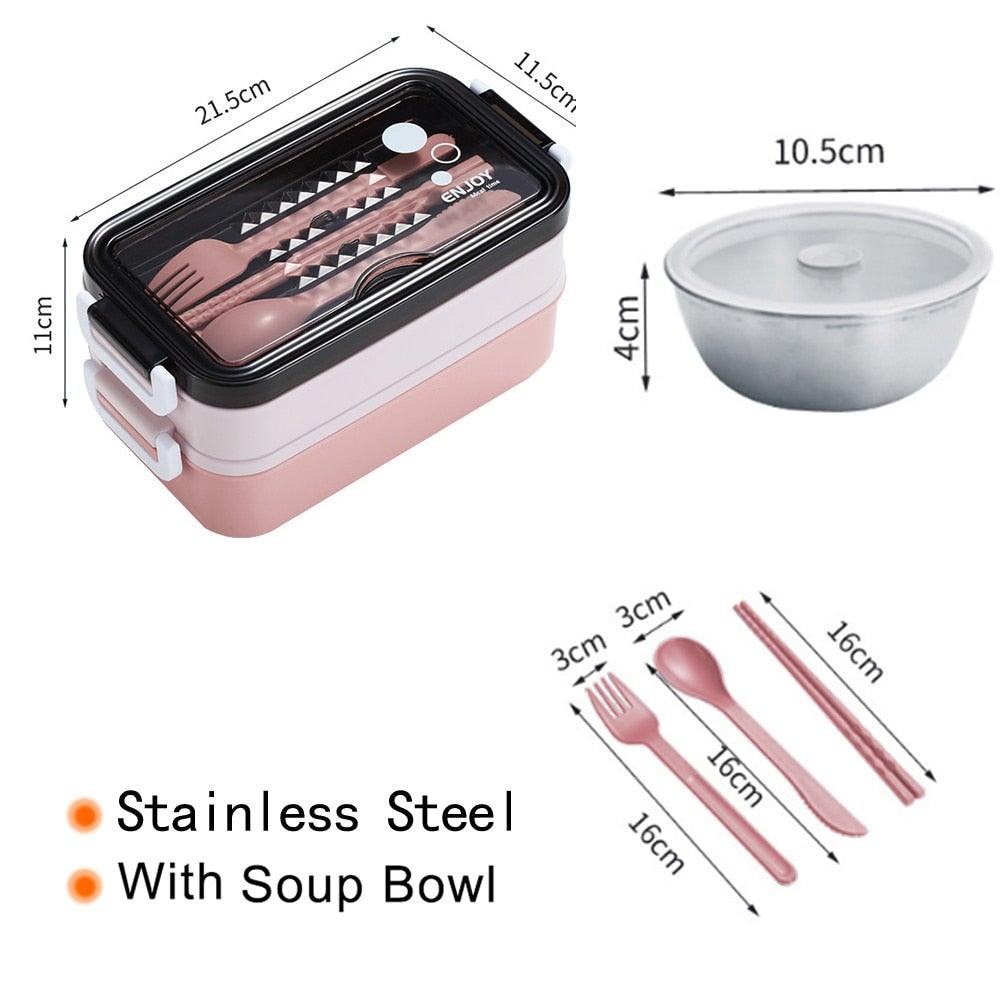 Stainless Steel Double Layer Insulated Cutlery Lunch Box