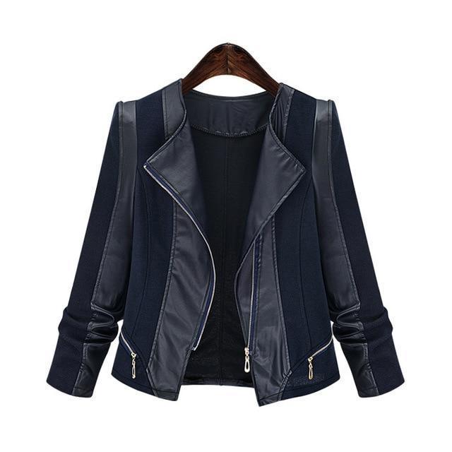 Plus Size Autumn Women Pu Leather Jacket Coat
