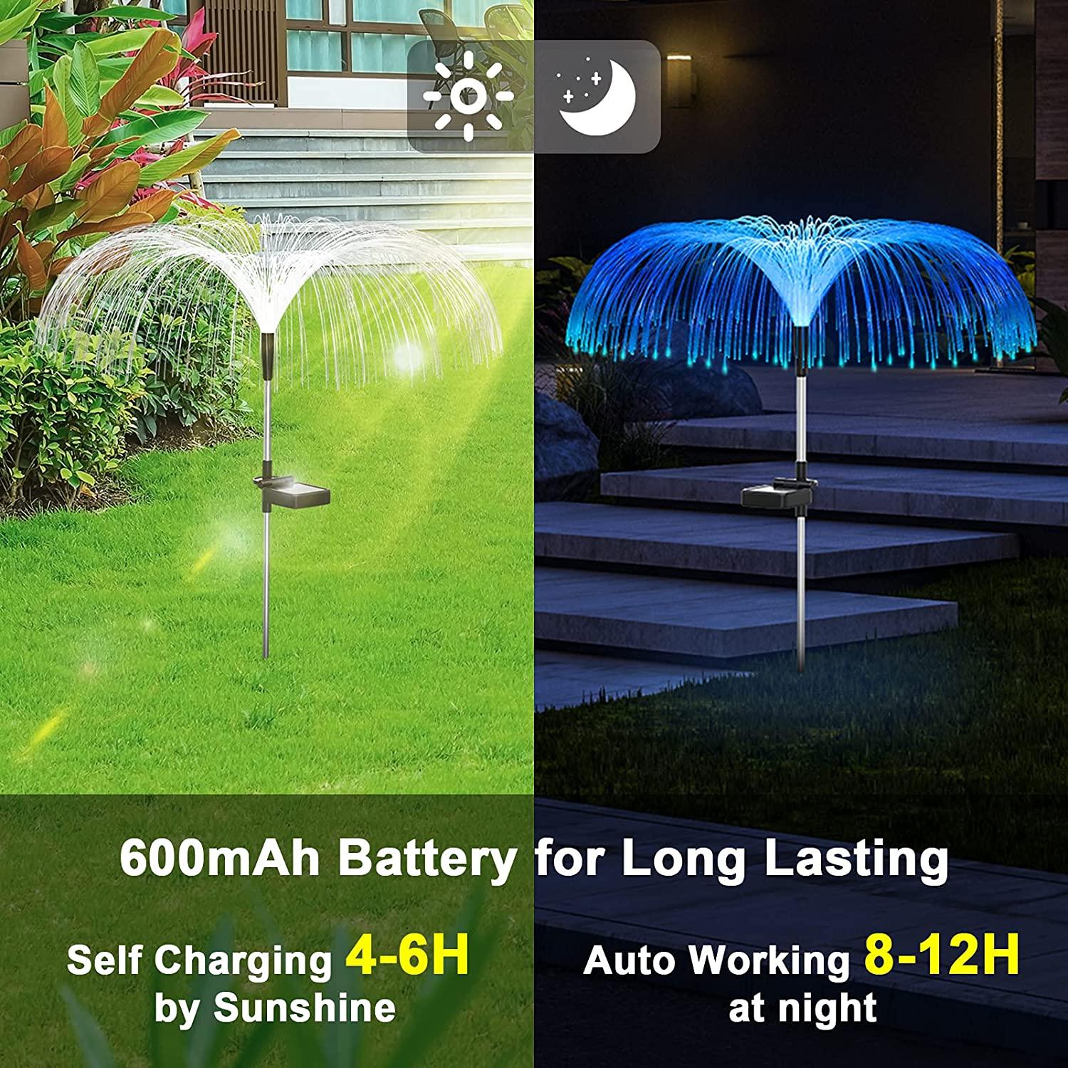 Sparkly Outdoor Lights - Solar Fiber Optic Jellyfish Garden Lamp