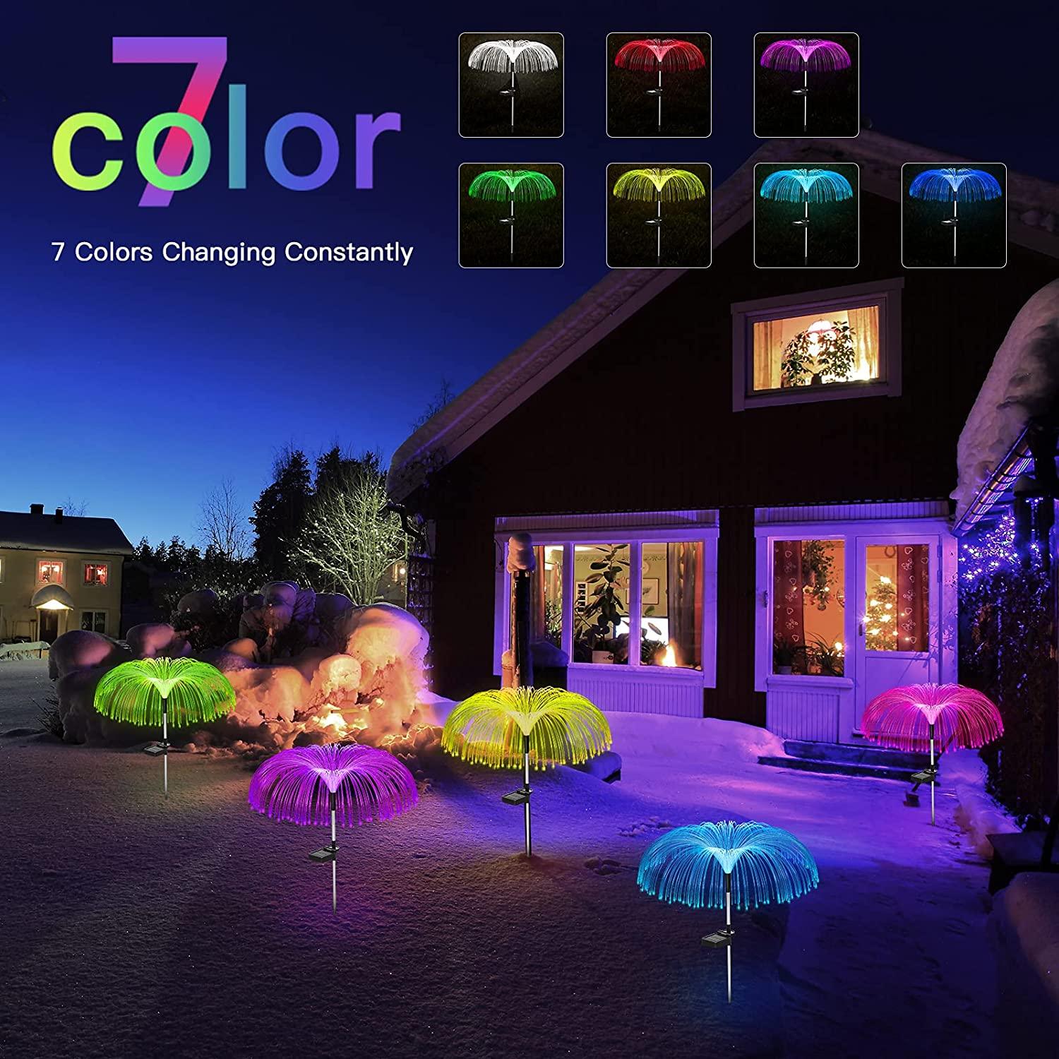 Sparkly Outdoor Lights - Solar Fiber Optic Jellyfish Garden Lamp