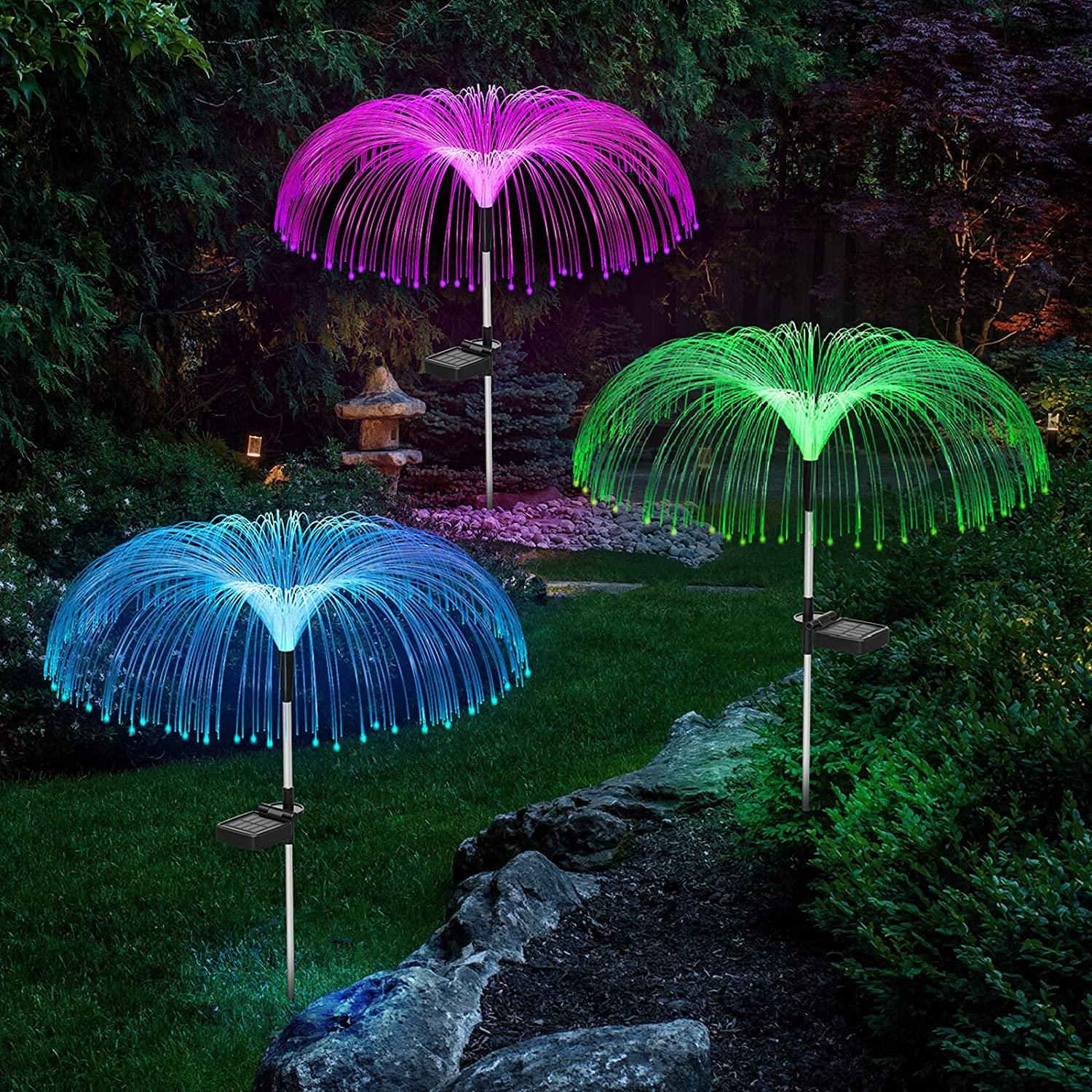 Sparkly Outdoor Lights - Solar Fiber Optic Jellyfish Garden Lamp