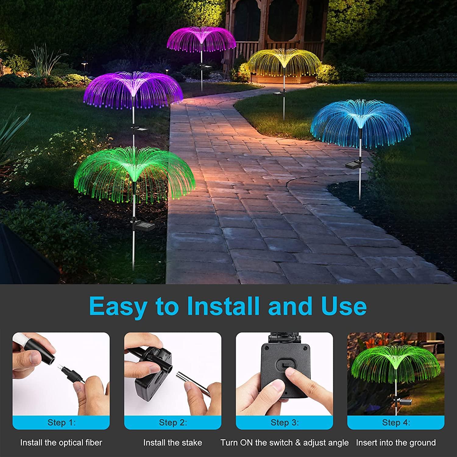 Sparkly Outdoor Lights - Solar Fiber Optic Jellyfish Garden Lamp